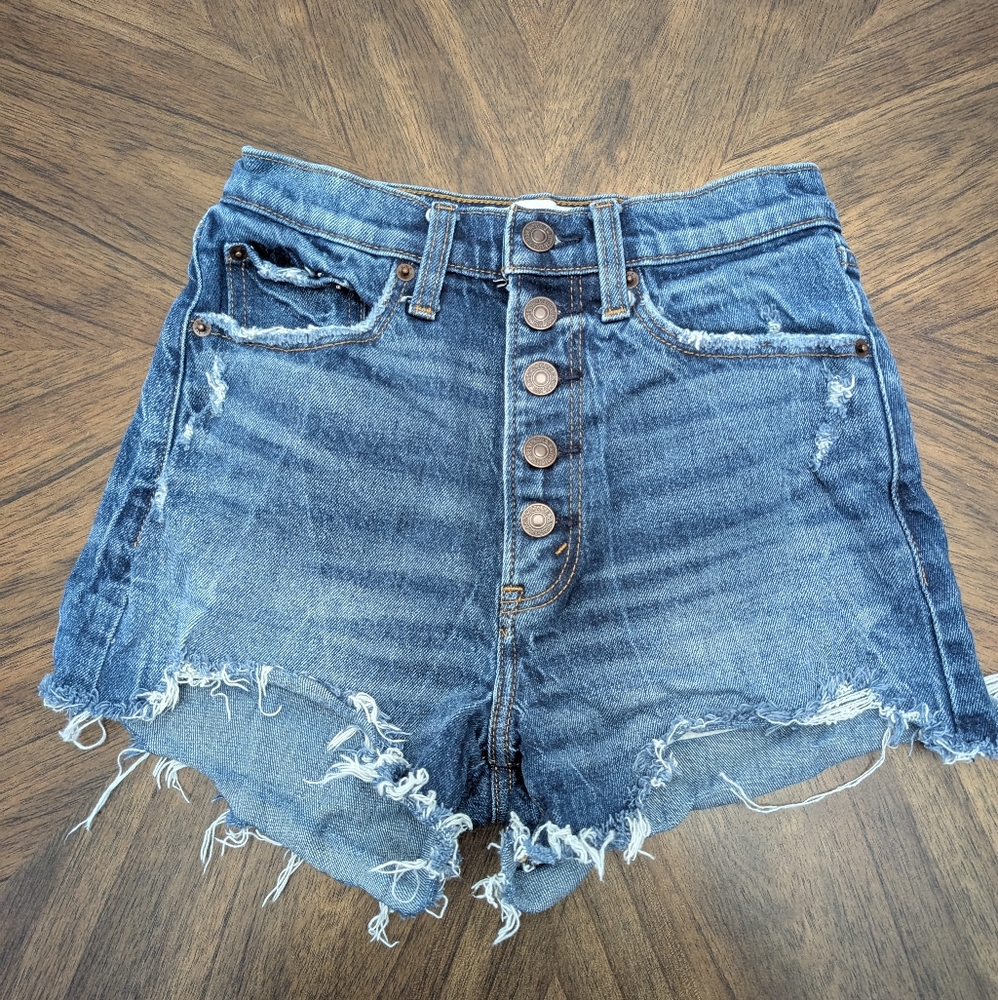 Abercrombie & Fitch Dark Wash High Rise Mom Shorts Size 00 24